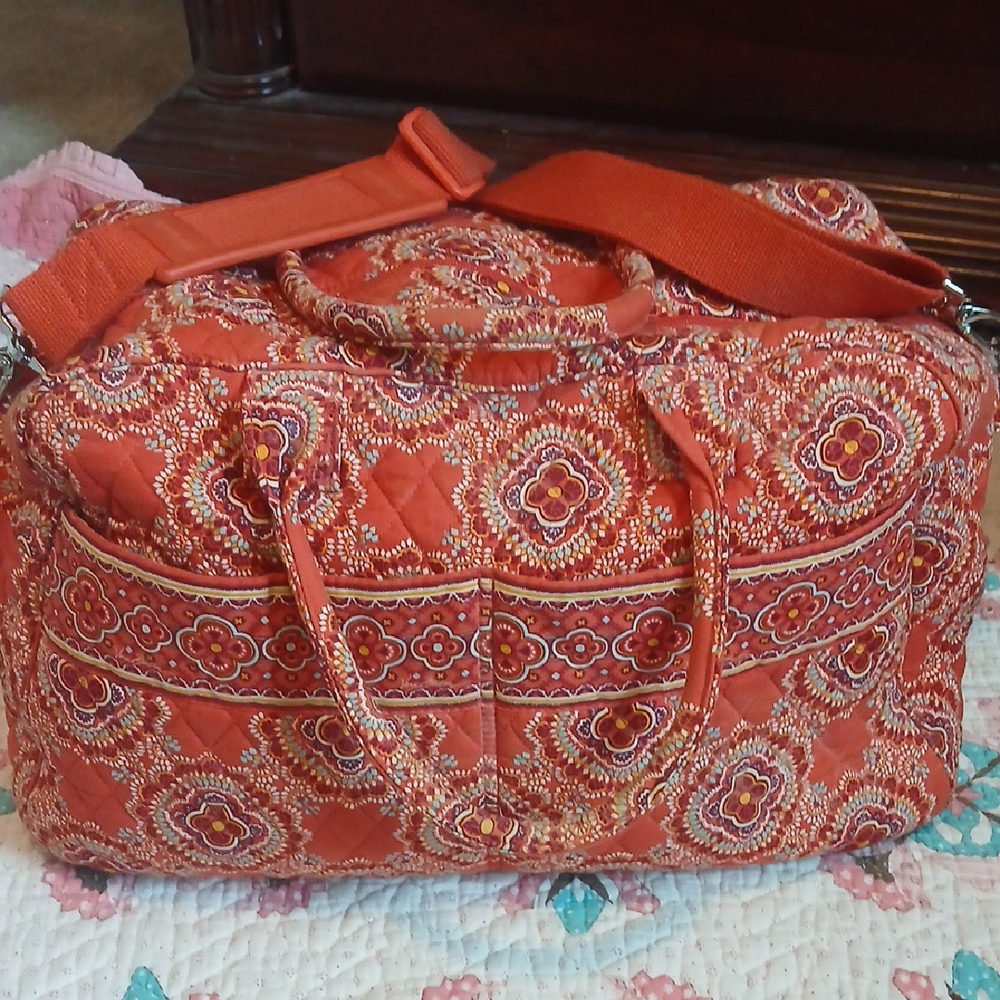 Vera Bradley Red and Orange Paisley Travel Bag
